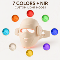 Masque facial LED sans fil 3D OEM à 7 couleurs pour thérapie NIR rouge, en silicone pour le visage entier