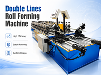 Machine de profilage à double ligne haute vitesse personnalisée, prix usine, avec contrôle PLC, moteur, roulement, engrenage, rail de guidage et partition CU