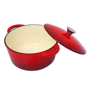 Chine gros forme ronde émail revêtement antiadhésif cuisine batterie de cuisine casserole <span class=keywords><strong>en</strong></span> <span class=keywords><strong>fonte</strong></span> avec bouton <span class=keywords><strong>en</strong></span> acier inoxydable SS304 - Product Image 6