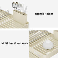 Égouttoir à vaisselle extensible en aluminium WIREKING, 100 % antirouille, à un seul niveau, pour 10 assiettes avec porte-couverts
