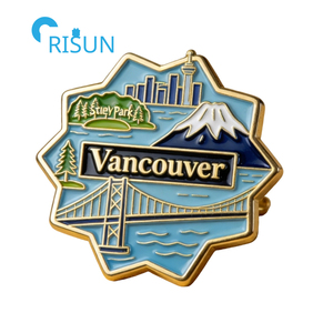 Cadeau souvenir personnalisé Canada Drapeau canadien Vancouver Aimant de réfrigérateur Épingle de revers Badge Broche Épingle <span class=keywords><strong>en</strong></span> émail personnalisée Vancouver - Product Image 6