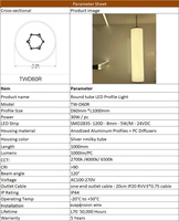 Profilé en aluminium rond T5 6030, profilé LED suspendu linéaire, éclairage à 360 degrés, sortie de lumière à 250 degrés pour l'intérieur