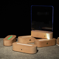 Lampe de table LED ovale 3D en bois, lampe LED sans fil, lampes de nuit LED, lampes de table, base en bois, acrylique tactile, 7 couleurs, décoration d'intérieur