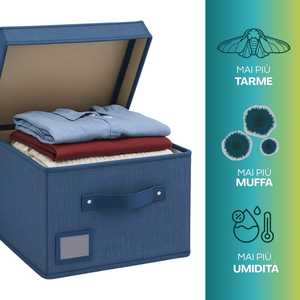 Organizador de Armario de Tela Azul con Ventana 33x28x16 cm, Caja Ahorradora de Espacio con Marco Metálico para Almacenamiento de Ropa - Product Image 4