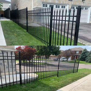 Kim loại màu đen an ninh 6x8 thép picket hàng rào giáo hàng rào tấm ngoài trời Vườn mạ kẽm rèn sắt thép hàng rào tấm - Product Image 6