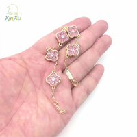 Pulsera de Joyería Colorida con Dije de Trébol de Cinco Hojas de Circonita y Latón Chapado en Oro de 14K, de Gran Venta y de Moda, un Regalo Encantador para Mujeres