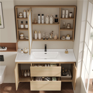 Bathroom Vanities | Moisture-Resistant | Single/Double Basins Lacquered Finish LED Customizable Wall-<b>Mounted</b> - Product Image 3