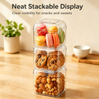 Boîtes carrées rigides transparentes en PS de qualité alimentaire pour le pain, les gâteaux, les biscuits, les bonbons, le stockage des aliments, l'emballage, capacité de 260 ml, personnalisables