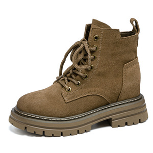 Women's Premium Cow Suede Ankle <b>Boots</b> Winter New Arrival Lace-up Flat Soles Warm Breathable Versatile Korean Fashion Summer - Product Image 2