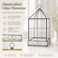 Vitrine de présentation en verre style cage à oiseaux victorienne, présentoir de bijoux pour boutique de détail, vitrine d'exposition sur pied métallique