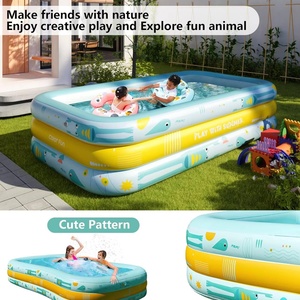 สระน้ำเป่าลมสำหรับเด็กเล็ก สีฟ้า วัสดุ PVC และเหล็ก ขนาด 90x75.6 ซม. - Product Image 5