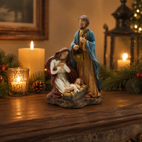 Statue en résine de famille catholique Figures peintes religieuses ornements rétro décorations créatives pour la maison histoires bibliques