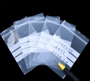 Transparante wegwerp LDPE ziplock zakjes, heavy duty, vriesbestendig, hersluitbaar, met beschrijfbaar paneel, voor het verpakken van vlees en groenten - Product Image 1