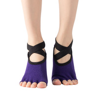 Chaussette de yoga personnalisée à double sangle croisée Toless Fitness Barre Ballet Gripp Chaussette antidérapante Yoga Pilates Chaussettes pour femmes