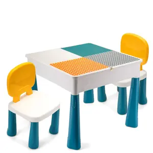儿童多功能积木桌椅套装DIY组装积木活动桌玩具