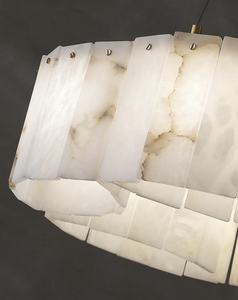 Candelabro circular de lujo, candelabro de forma redonda de alabastro Natural, candelabro de mármol con luz colgante - Product Image 4