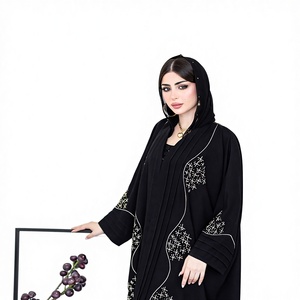 Wholesale Luxury Long <b>Abaya</b> Satin Dress Adults Inspired Turkey Dubai Ruffle Sleeves Custom Designed Muslims Made Silk - Product Image 4