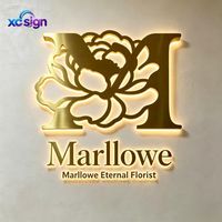 Enseigne rétroéclairée en acier inoxydable LED 3D personnalisée, signalétique de logo haut de gamme pour bar, centre commercial, bureau, boutique, salon de beauté, hôtel, montage mural commercial IP65