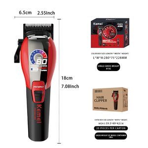 Kemei ProKm-488 Tagliacapelli <span class=keywords><strong>Professionale</strong></span> con Batteria al Litio da 2000mAh, Motore Brushless 9000RPM, Lame DLC, Colore Rosso - Product Image 2