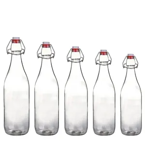 500ml bira çevirme üst salıncak üst cam içecek şişesi şarap su şişesi cam salıncak üst şişe hava geçirmez stoper kapak ile