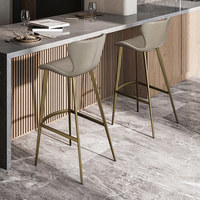 Tabouret de bar haut de gamme style luxe léger avec dossier, structure en acier inoxydable, réglable en hauteur, rotatif, pour usage domestique