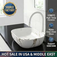 Vasque de salle de bain rectangulaire en céramique à motif marbre moderne de luxe, design artistique pour hôtels aux États-Unis et au Moyen-Orient