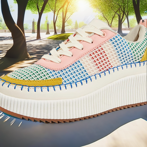 Women's Fashion Sneakers Anti-Slip Mesh Upper Breathable Cushioning Outdoor Fitness Walking Sports Trendy Casual Running Shoes - Product Image 2