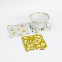Sous-verre carré en tissu brodé, motifs floraux et feuilles variés, multicolore, pour cadeau et protection de table