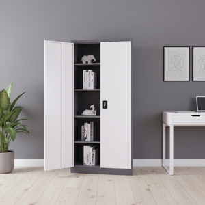 Armoire de classement en acier à double porte moderne - Structure démontable pour bureau, taille et couleur personnalisables, sécurité par serrure à clé, usage commercial - Product Image 1