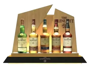Fabbrica diretta Bar Led illuminata bottiglia di legno glorificatore Display servizio presentatore vino LED Rack - Product Image 1