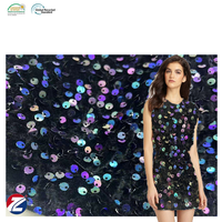 Tela de Bordado Elástica de Alta Densidad con Lentejuelas Azul Púrpura para Accesorios de Boda, Personalizable, Certificada por OEKO-TEX, Zhenlei