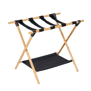 Bamboo Luggage Rack <b>Foldable</b> With Storage Shelf For Hotels Guesthouses Bedrooms Minimalist Design - Product Image 5