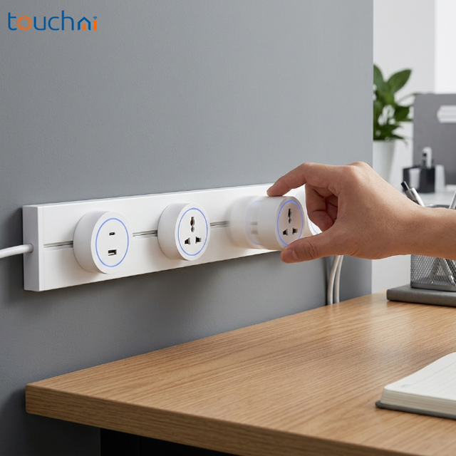 Touchmi Power Track Socket Custom Length Wall Track Removable Multi Universal Outlets USB Port for Hotel Office Project