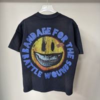 T-shirt Homme en Coton de Haute Qualité avec Impression à l'Encre Blanche et Strass, Respirant, Style Urbain