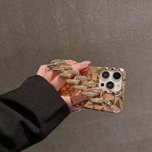 Ốp điện thoại hình thoi mạ vàng sang trọng, đính đá, có dây đeo, công nghệ mạ điện dành cho iPhone X XR 11 11PM 12 13 14 15 - Product Image 4