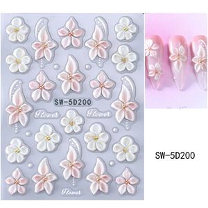 Pegatinas de Uñas con Relieve 5D, Diseños de Flores y Vida Marina, Calcomanías Autoadhesivas para Uñas, Arte Floral 3D para Uñas Acrílicas - Product Image 3