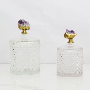 جرة حلوى كريستالية فاخرة حديثة مع غطاء مزهرية ديكور منزلي على الطراز الفرنسي هدية الزفاف - Product Image 4