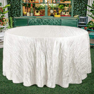 Nappe ronde en taffetas plissé Feuille Pétale Design Salle à manger Banquets Effet froissé coloré Fêtes en plein air Usage domestique - Product Image 1