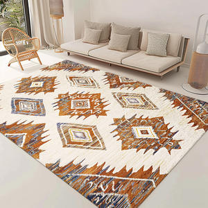 Tapis rectangulaire en polaire Dove, style bohème, antidérapant, pour salon et salle à manger, lavable en machine - Product Image 1