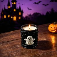 B63987 Moule en silicone pour bougie d'autel en forme de citrouille fantôme gaufrée pour Halloween