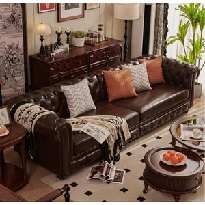 أريكة فردية مصنوعة من الجلد الأصلي عالي الجودة بطول 2.8 متر، مصممة حسب الطلب، مناسبة لغرفة المعيشة - Product Image 1