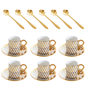 ชุดถ้วยกาแฟและจานรองสไตล์ยุโรปสุดหรู ดีไซน์ทันสมัย ชุดถ้วยชาและกาแฟสำหรับใช้ในบ้าน สวยงามและมีระดับ - Product Image 4