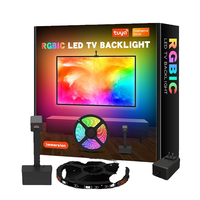 Bande lumineuse LED RGBIC pour téléviseur intelligent de 55 à 65 pouces, 12 V, contrôle par application, bande lumineuse LED de 16,4 pieds, synchronisation musicale, guirlandes lumineuses pour téléviseur et caméra