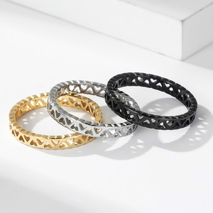 Heart Shape Hollow <b>Ring</b> For Women Gold <b>Titanium</b> Steel Daily Wear Fashion Jewelry Index Finger <b>Ring</b> - Product Image 2