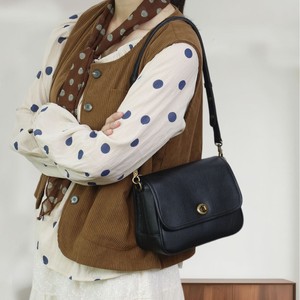 Vegetable Tanned Cowhide Shoulder Bag Horizontal Square 7 Inch <b>Lock</b> Closure Everyday Use Women's Small Crossbody Bag Brown - Product Image 4