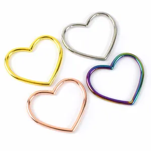 Meetee BF828 40mm Heart Shaped Ring Bag Accessories Peach Heart Buckles Round Rings Clasp Luggage Hardware Connect Hooks