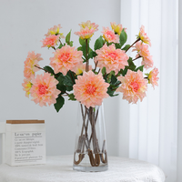 Fleur artificielle Dahlia en tissu de soie de qualité supérieure, toucher hydratant, pour décoration intérieure, centre de table de mariage, fausse fleur, commande en gros