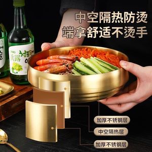 Bol à soupe à double paroi en acier inoxydable brossé doré, grand format, pour usage domestique, anti-brûlure - Product Image 4