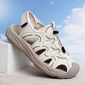 Sandalias Deportivas de Cuero para Hombre para Exteriores |   Zapatos de Senderismo y Vadeo de Talla Grande para Verano |   Sandalias de Playa Duraderas y Antideslizantes para Hombre - Product Image 3