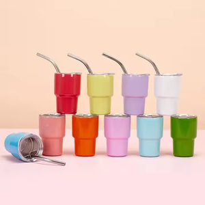 名入れ対応 ミニ ステンレス タンブラー 3oz（約90ml）プラスチック蓋付き エコフレンドリー パーティー用 - Product Image 3